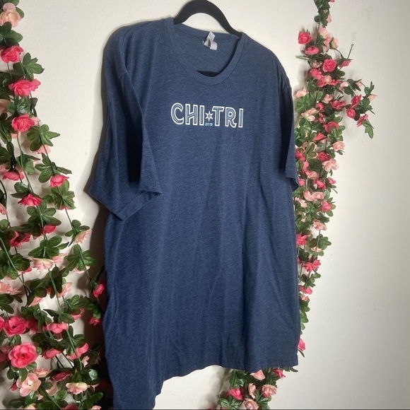Men’s Blue Chicago Triathlon Shirt Large Sports Running Swimming Biking Fitness - Picture 2 of 7